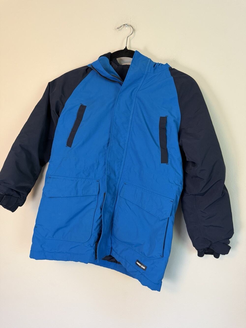 Lands’ End Boys Grow-A-Longs Squall Waterproof Insulated Ski Jacket Blue Sz 8
